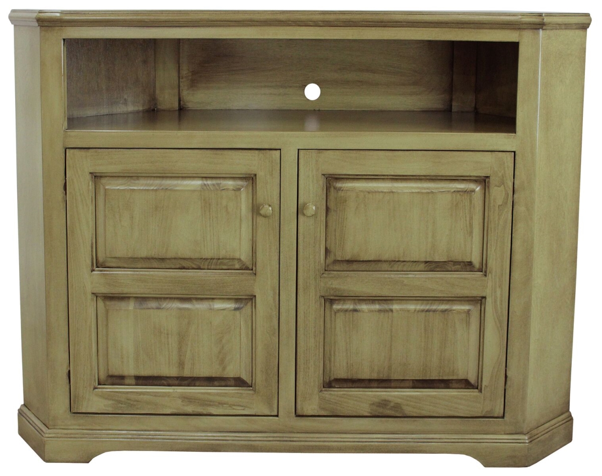 41 in. Poplar Tall Curve Corner TV Stand, Dark Blue