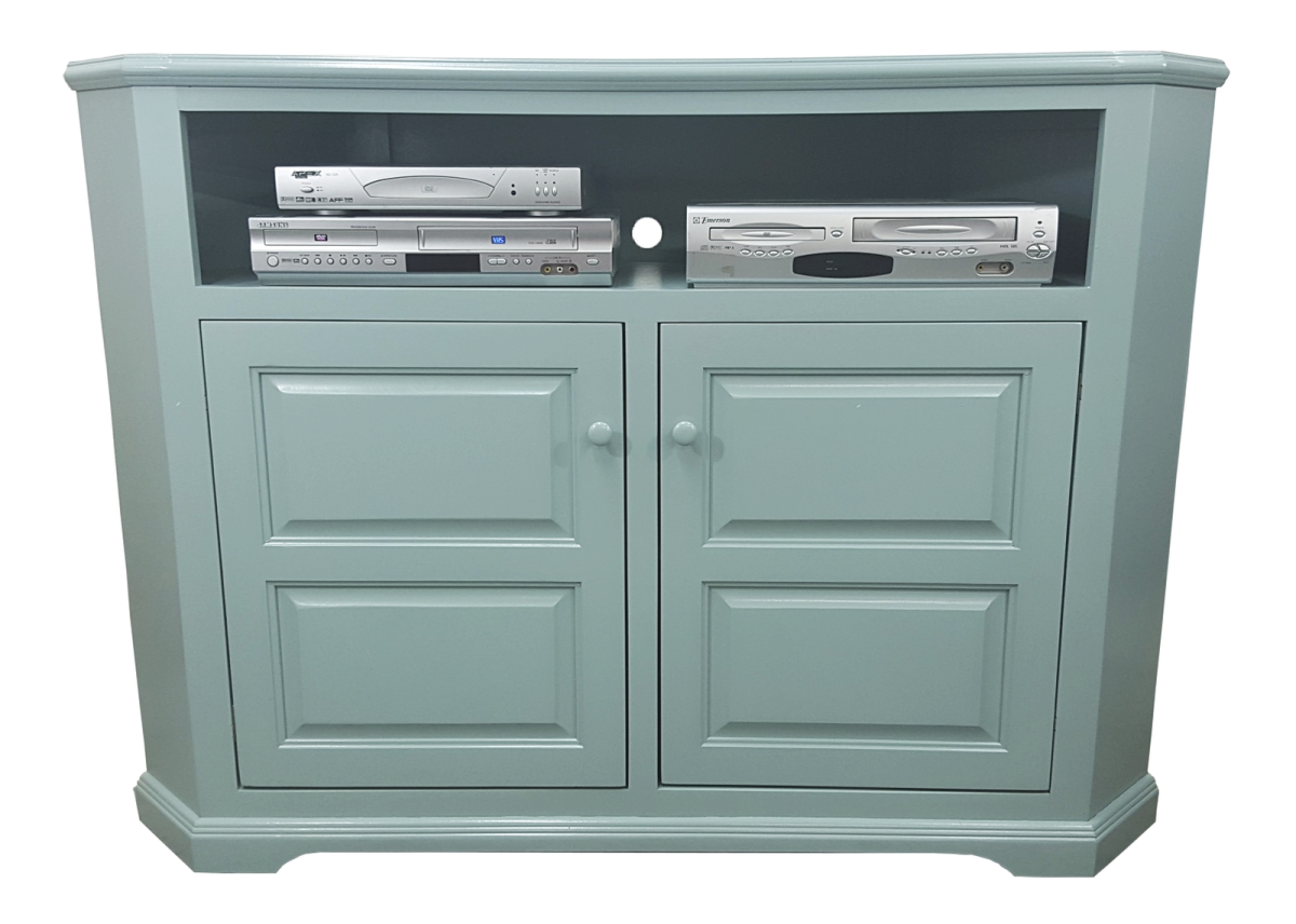 41 in. Poplar Tall Curve Corner TV Stand, Light Blue