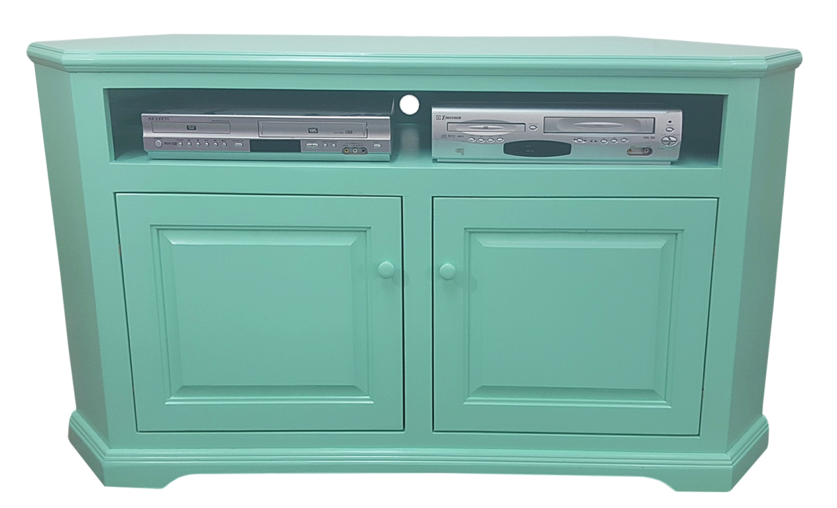 40 in. Poplar Curve Corner TV Stand, Aquamarine