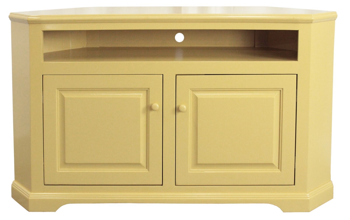 40 in. Poplar Curve Corner TV Stand, Green