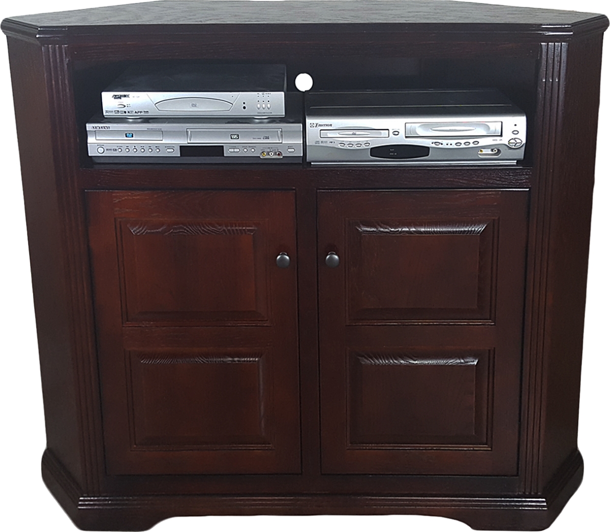 36 in. Oak Tall Curve Corner TV Stand, Medium