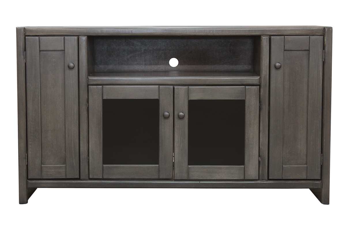 55 in. Poplar Contemporary TV Stand, Grey