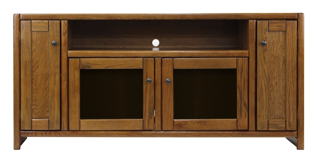 66 in. Oak Contemporary TV Stand, Dark