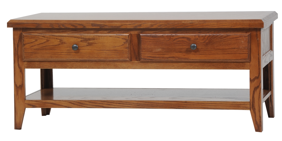 43303CB Oak Coffee Table with 2 Drawers, Classic Bourbon