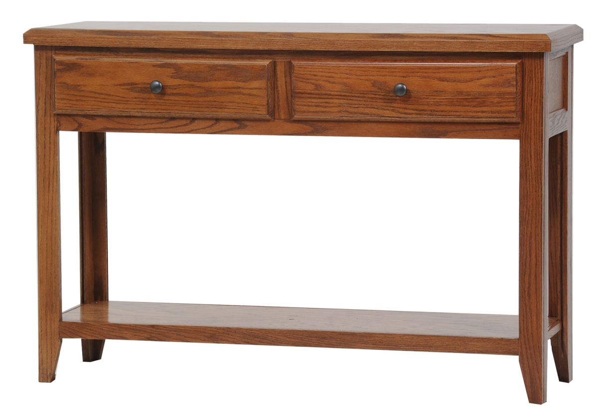 Picture of American Heartland 43305CB Oak Sofa Table with 2 Drawers, Classic Bourbon