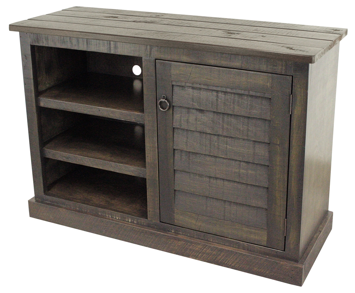 Rustic 47 in. Quaint Shutter Door TV Stand in Rustic Driftwood