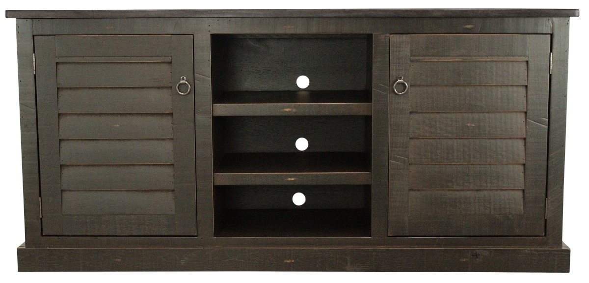 Rustic 68 in. Quaint Shutter TV Stand in Rustic Antique Black