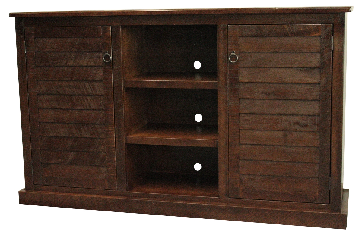 Rustic 68 in. Tall Quaint Shutter TV Stand in Chocolate Mousse