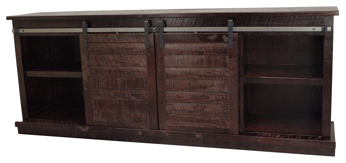 Rustic 82 in. Provincial Shutter TV Stand in Caribbean Rum