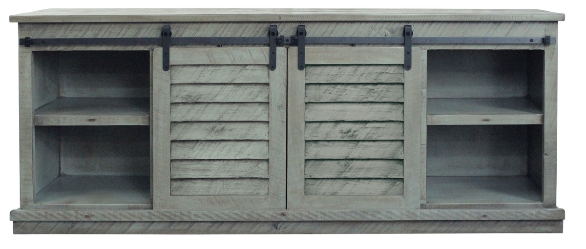 35580RLB Rustic 82 in. Provincial Shutter TV Stand in Rustic Light Blue