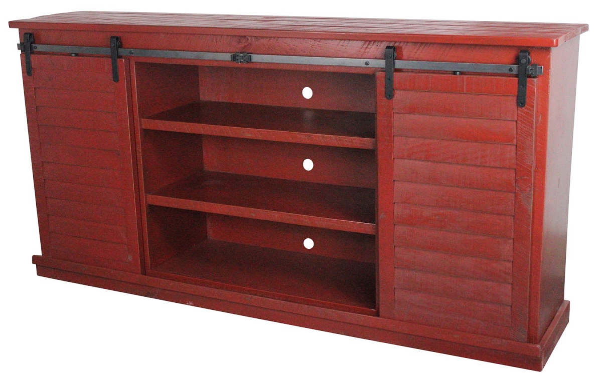 Rustic 82 in. Tall Provincial Shutter TV Stand in Rustic Red