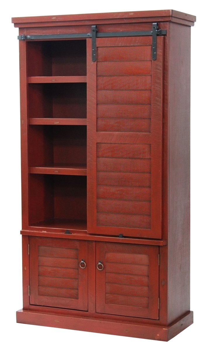 35791RR Rustic Winsome Shutter Door Pantry in Rustic Red