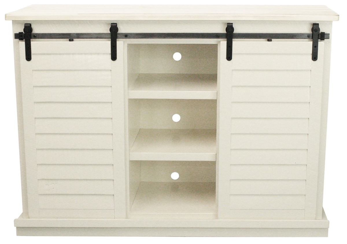 Rustic 57 in. Tall Quaint Shutter TV Stand in Soft White