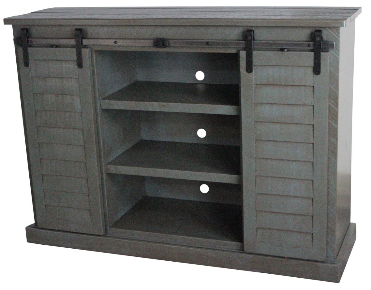 Rustic 57 in. Tall Provincial Shutter TV Stand in Rustic Dark Blue