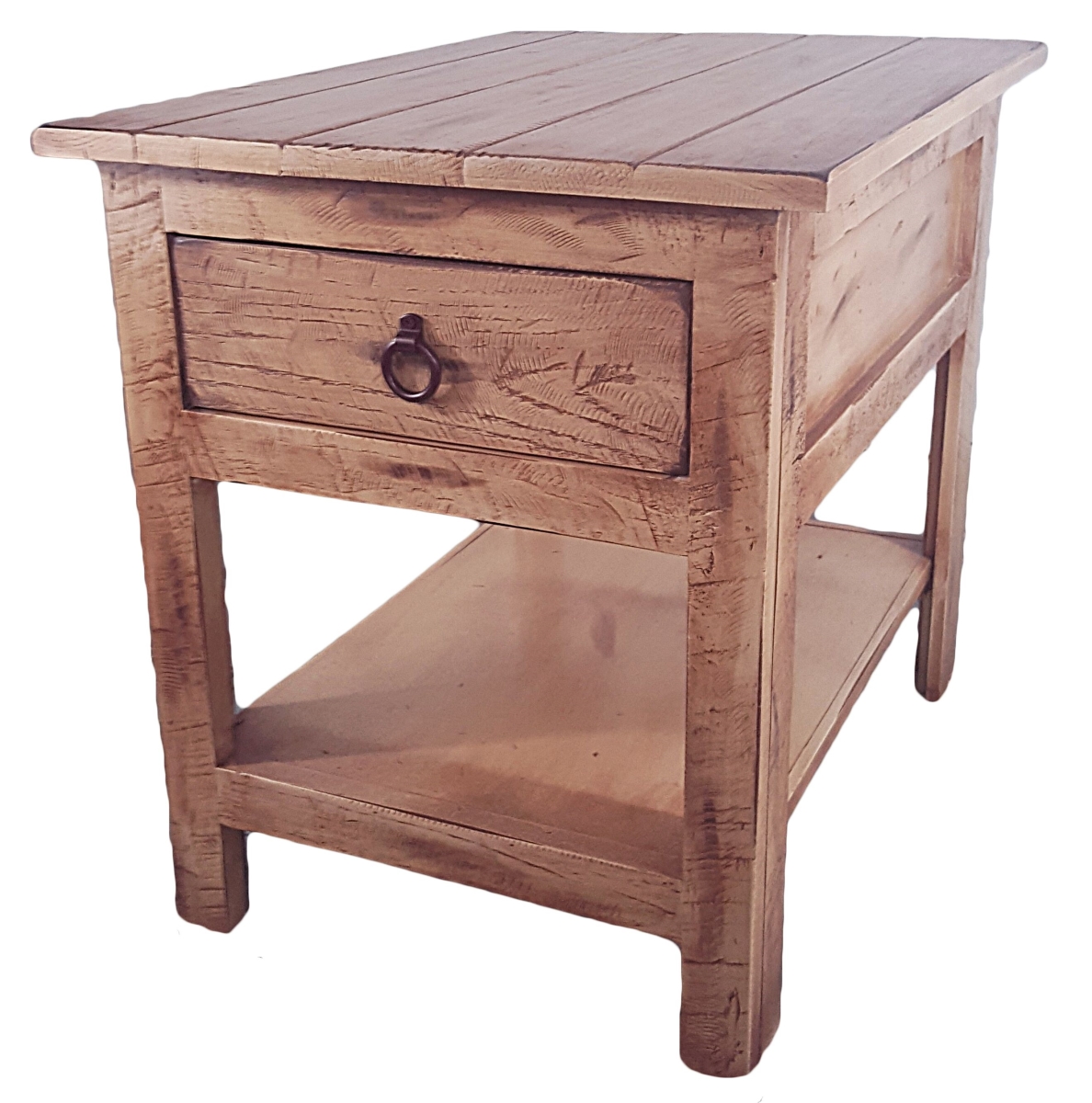 Rustic End Table with 1 Drawer, Rustic Dela Verria