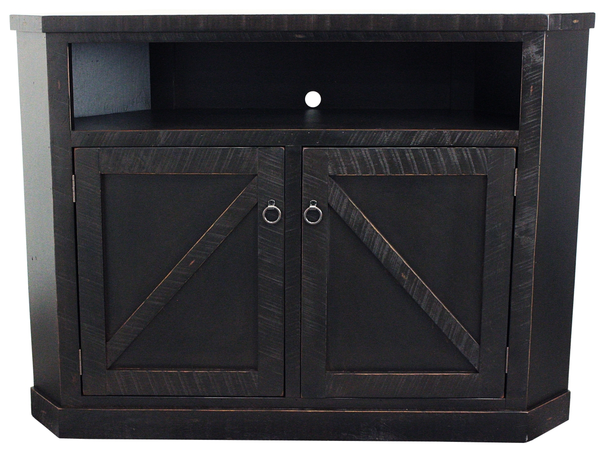 Rustic Promo Tall Corner TV Cart in Rustic Antique Black