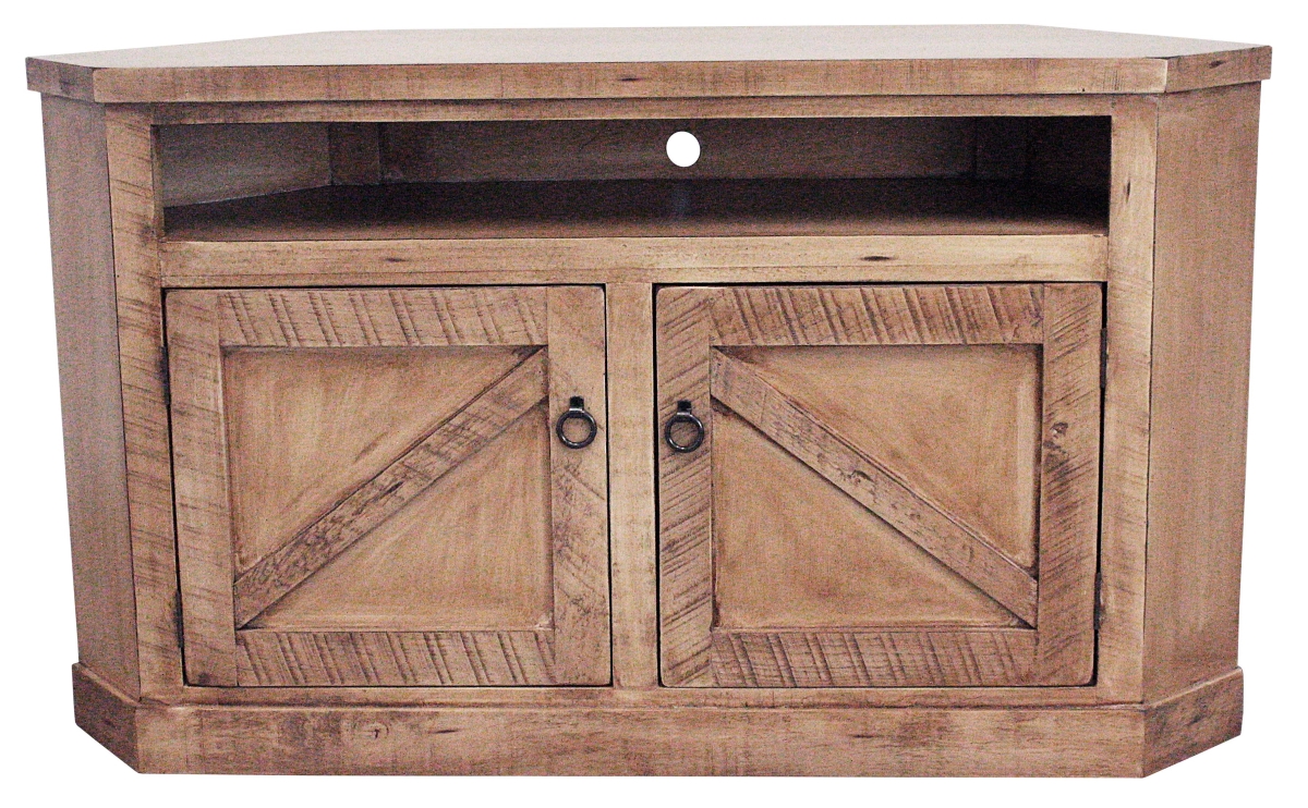 37744RSWFP Rustic Promo Corner TV Stand in Rustic Seashell