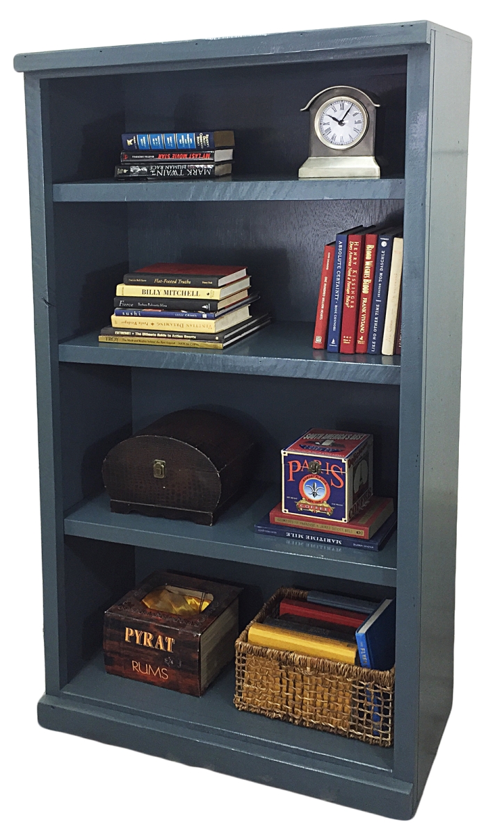 60 in. Rustic Bookcase with 3 Adjustable Wood Shelves, Yellow
