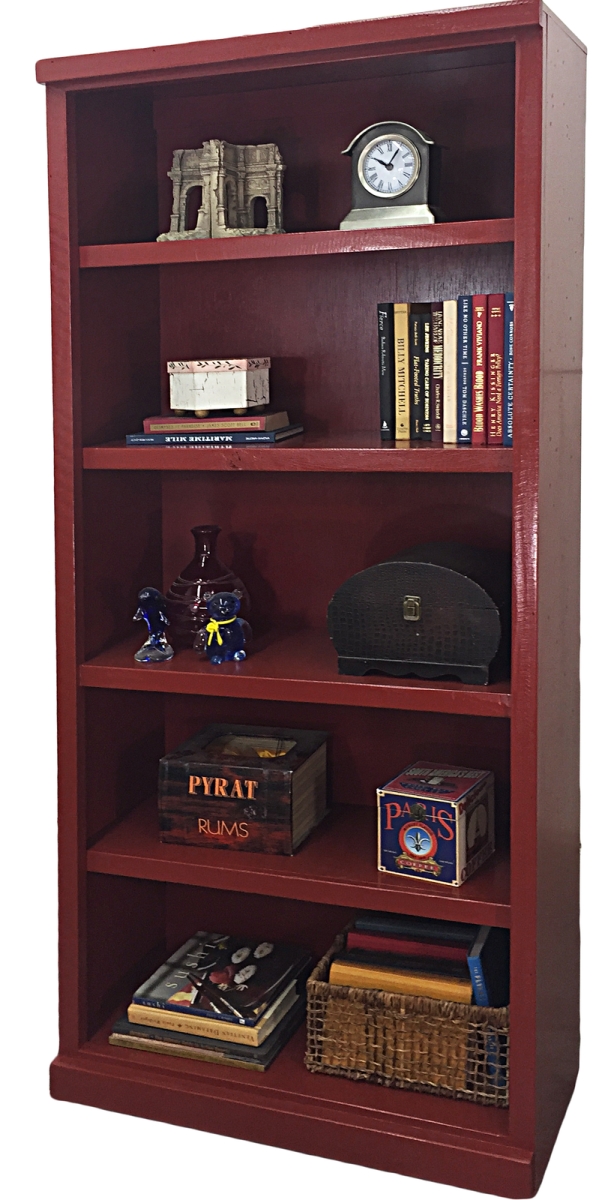 72 in. Rustic Bookcase with 3 Adjustable Wood Shelves, Light Blue
