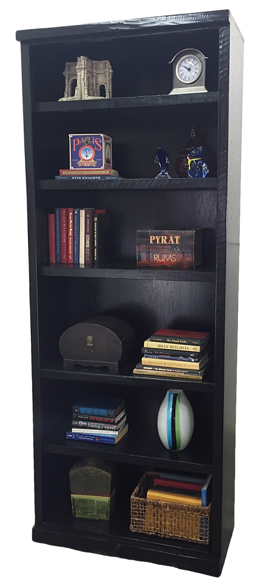 84 in. Rustic Bookcase with 4 Adjustable Wood Shelves, Chocolate Mousse