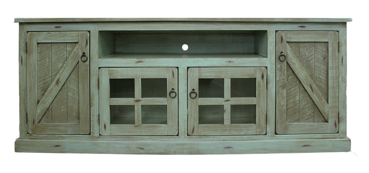 82 in. Rustic TV Stand, Aquamarine