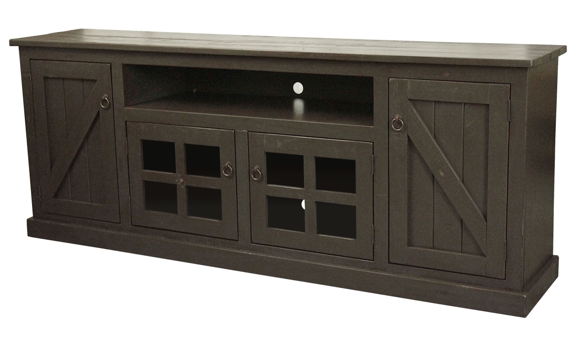 30580RGY 82 in. Rustic TV Stand, Rustic Grey