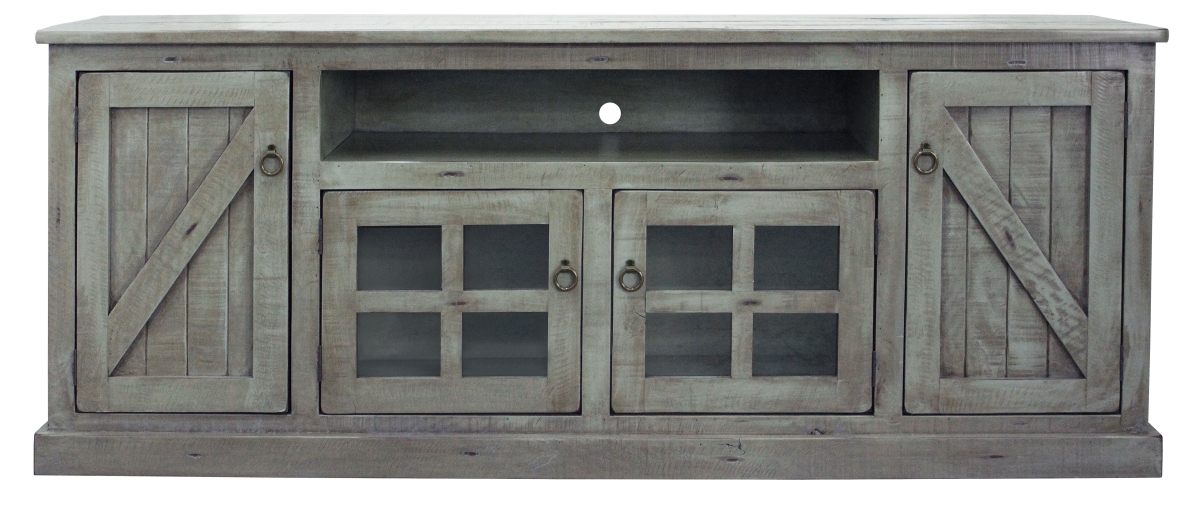 82 in. Rustic TV Stand, Rustic Light Blue