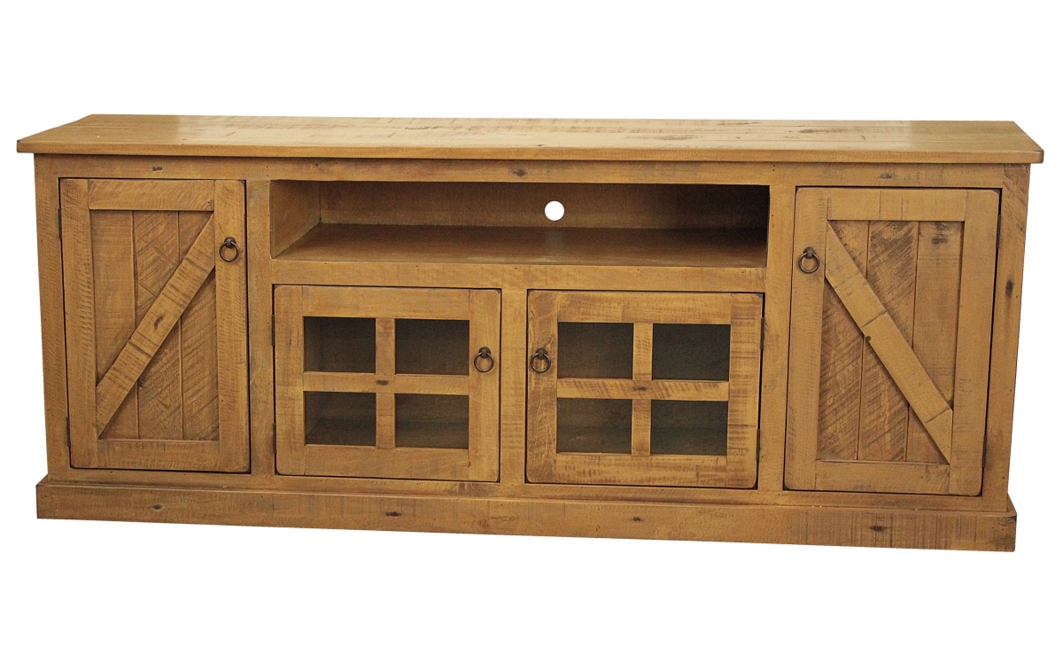 82 in. Rustic TV Stand, Rustic Yellow