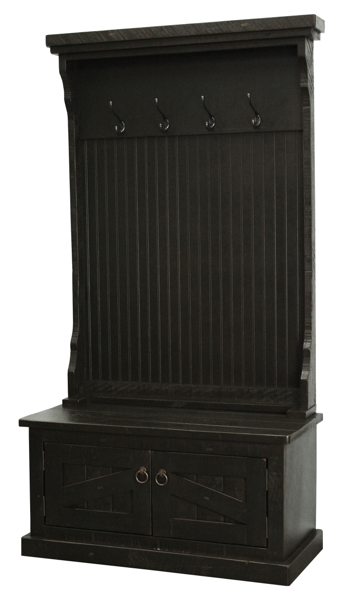 Picture of American Heartland 30715RBK Rustic Hall Tree Top & Plain Base with 17 in. Storage Bench&#44; Rustic Antique Black