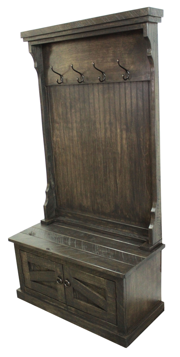 Picture of American Heartland 30715RDB Rustic Hall Tree Top & Plain Base with 17 in. Storage Bench&#44; Rustic Dark Blue