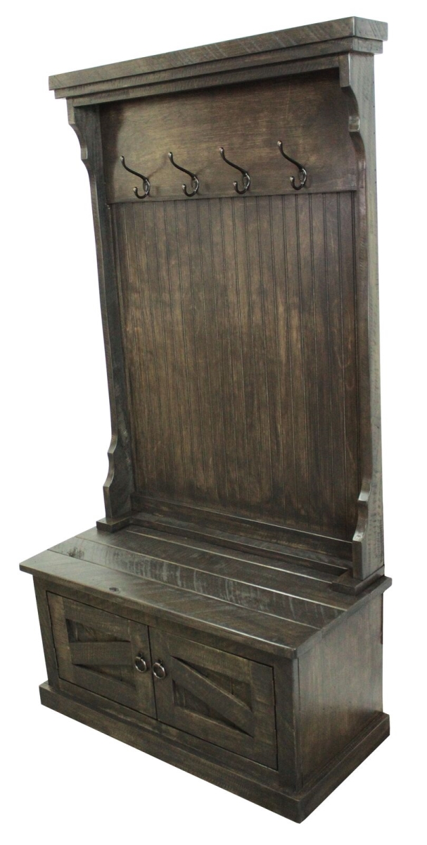 Picture of American Heartland 30715RGR Rustic Hall Tree Top & Plain Base with 17 in. Storage Bench&#44; Rustic Green