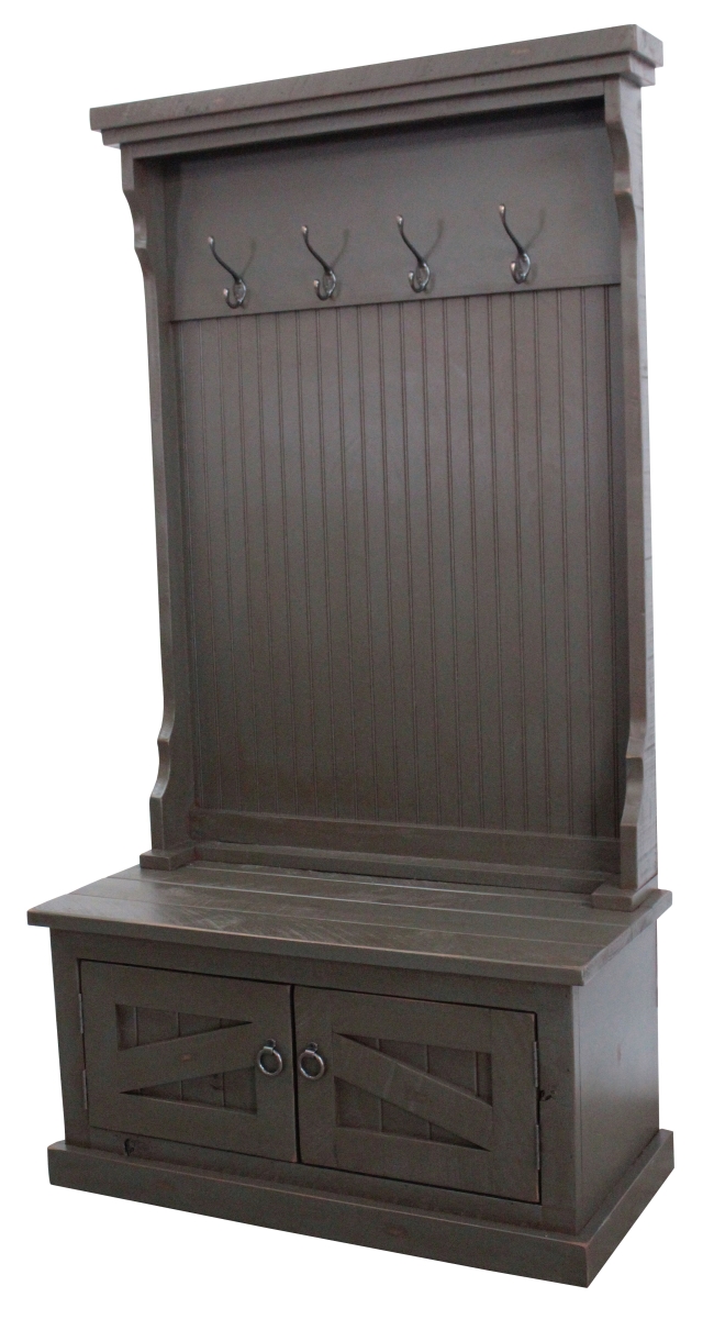Picture of American Heartland 30715RGY Rustic Hall Tree Top & Plain Base with 17 in. Storage Bench&#44; Rustic Grey