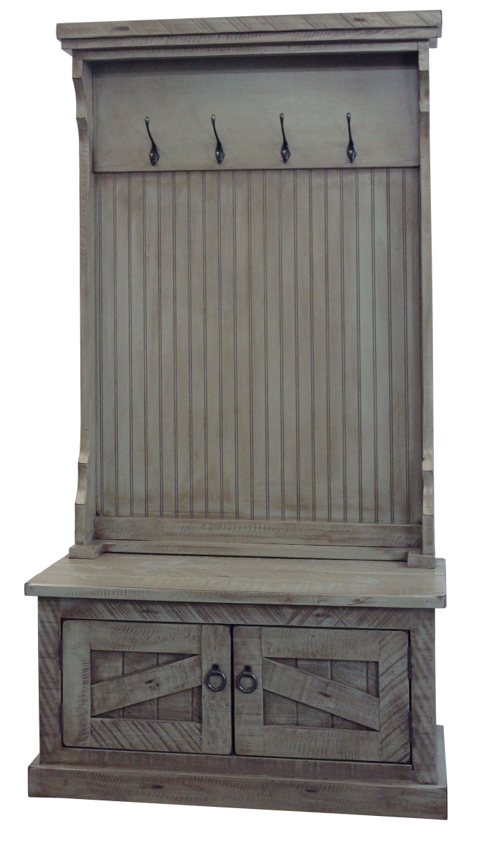 Picture of American Heartland 30715RLB Rustic Hall Tree Top & Plain Base with 17 in. Storage Bench&#44; Rustic Light Blue