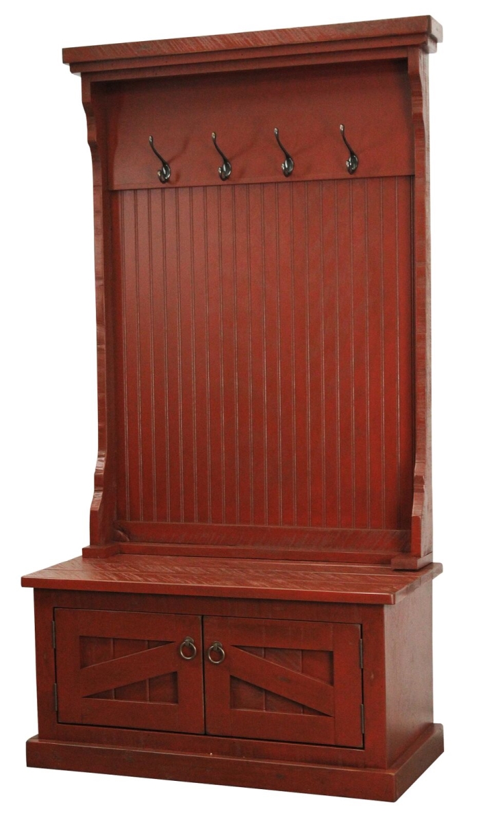 Picture of American Heartland 30715RR Rustic Hall Tree Top & Plain Base with 17 in. Storage Bench&#44; Rustic Red