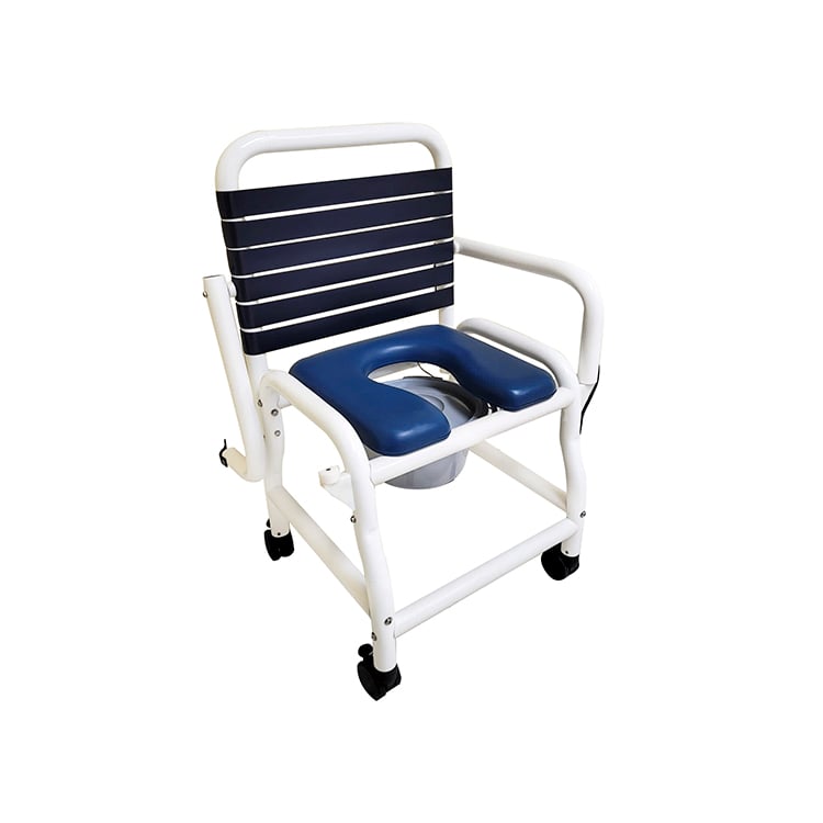 Picture of Deluxe New Era DNE-310-3TWL-NC 18 in. Patent Pending Infection Control Shower Commode Chair with Locking Casters&#44; Blue & White