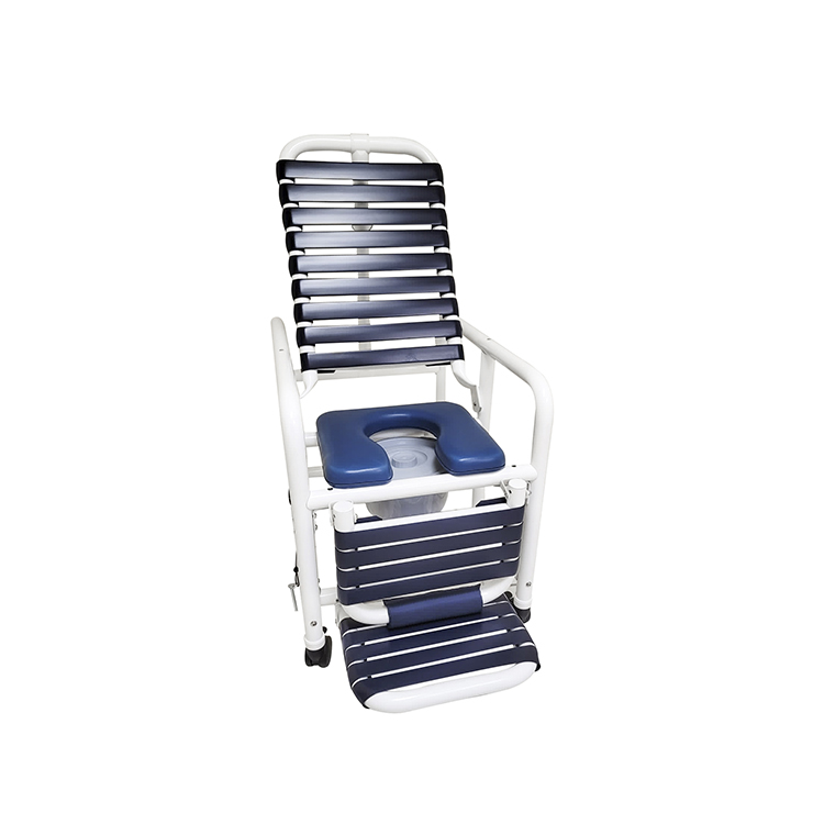 Picture of Deluxe New Era DNE-REC-335-FF-LR-PAIL 20 in. Patent Pending Infection Control Reclining Footrest Shower Chair&#44; Blue & White