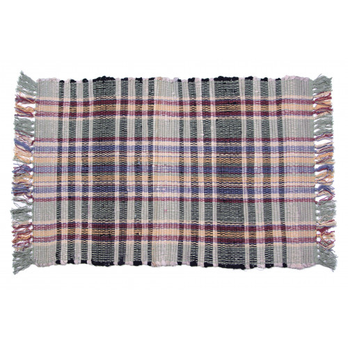 48 x 72 in. Chindi Rug, Green Check
