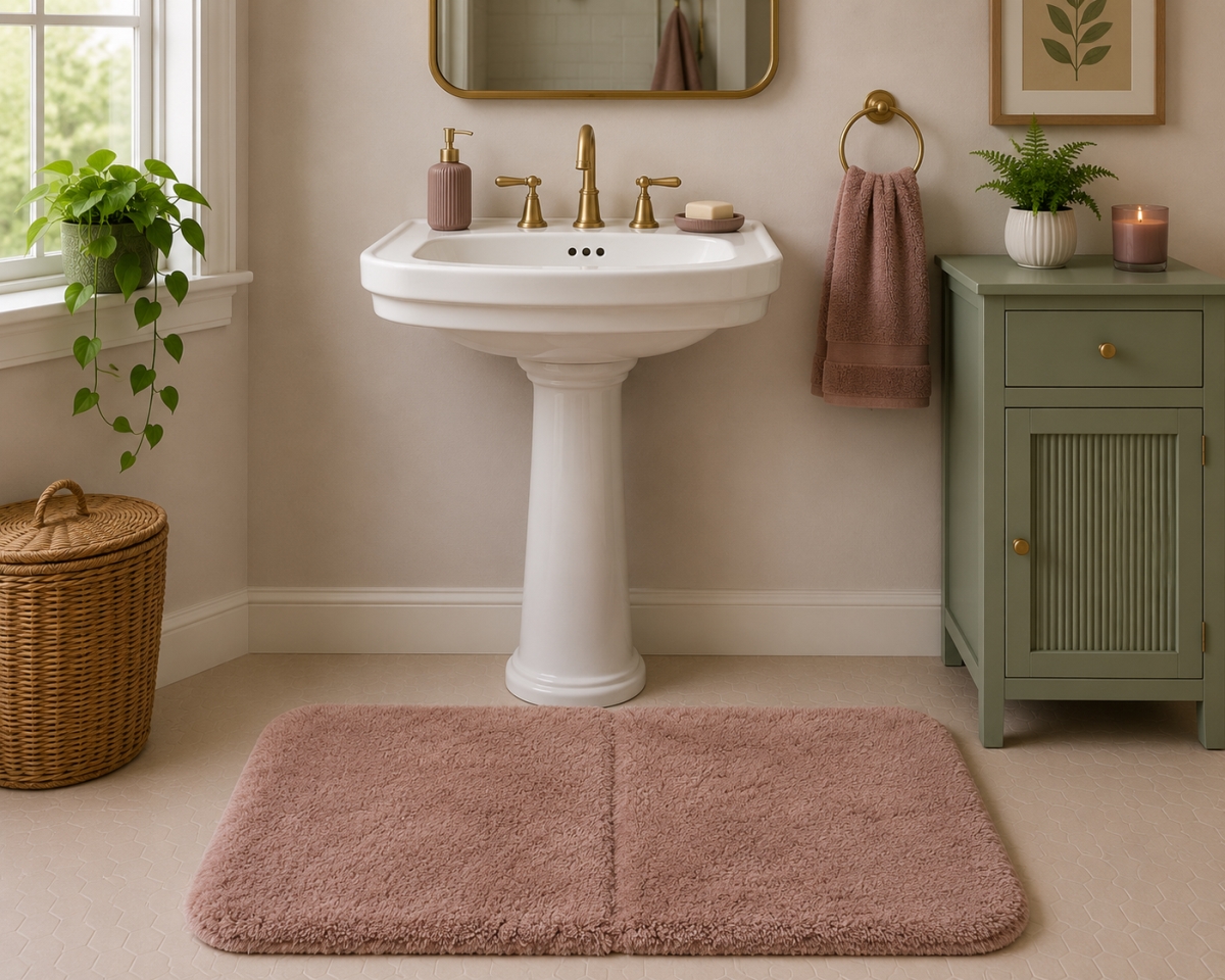 Plain Plush Bathmat, Taupe & Beige