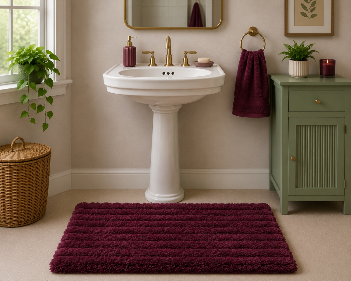 Lines - Burgundy Bathmat