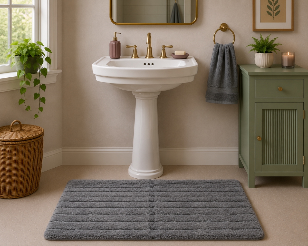 Lines Bathmat, Moss Green