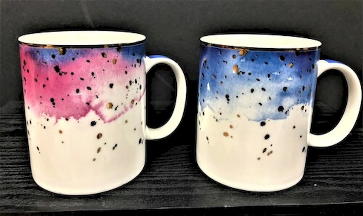 Picture of Mr. MJs HO-B1124-G10-BP Colourful Patterned Mug - Set of 2