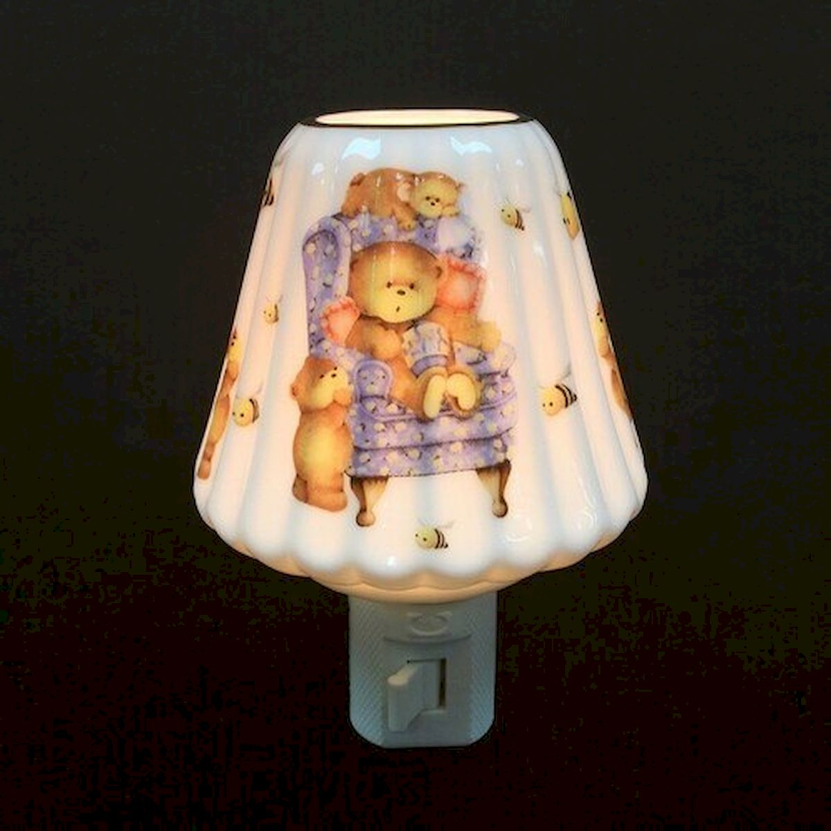 Teddy Bear Family on A Lamp Shade Shaped Night Light