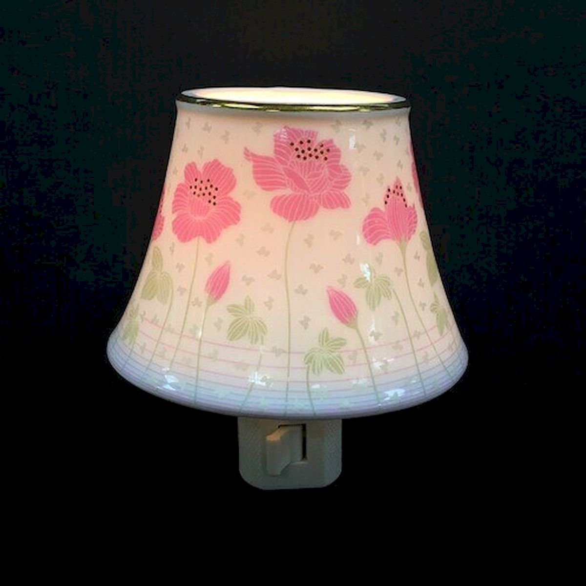 Pink Spring Flowers on Lamp Shade Shaped Night Light
