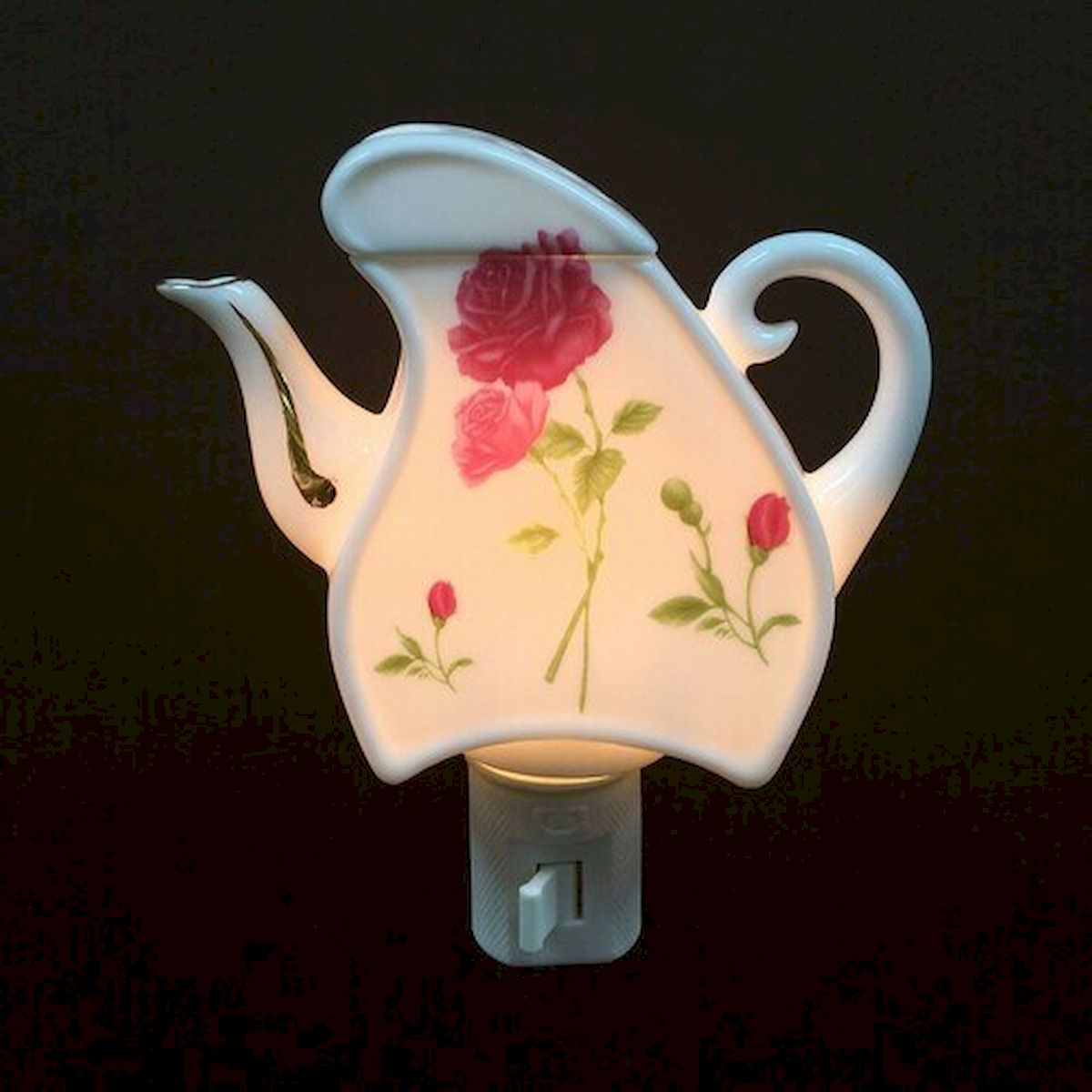 Picture of Mr. MJs HO-HNL1039BL Roses on A Teapot Shaped Night Light