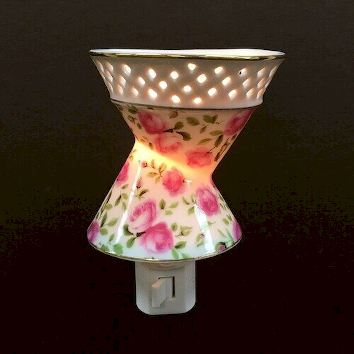 Pink Roses on A Twist Shaped Night Light