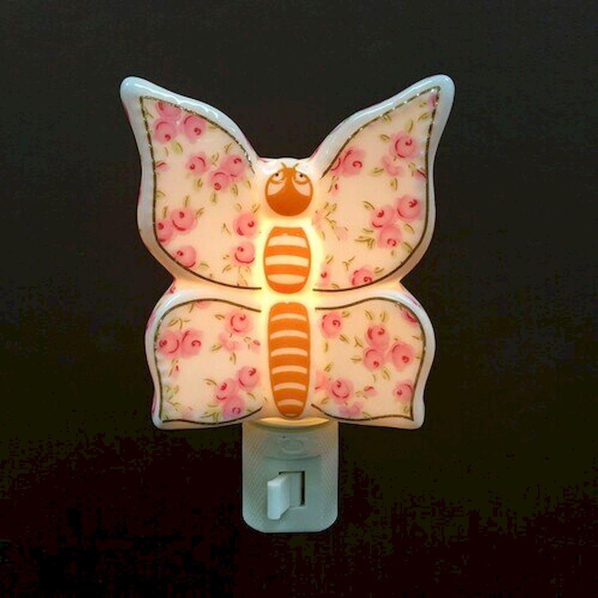 Pink Flowers on A Butterfly Shaped Night Light