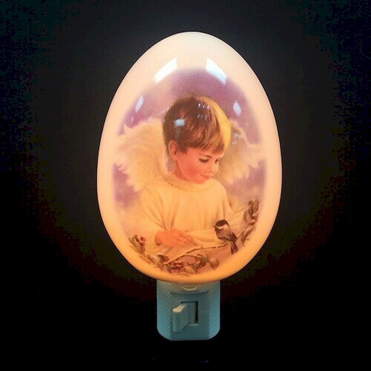 Boy Angel on An Oval Shaped Night Light