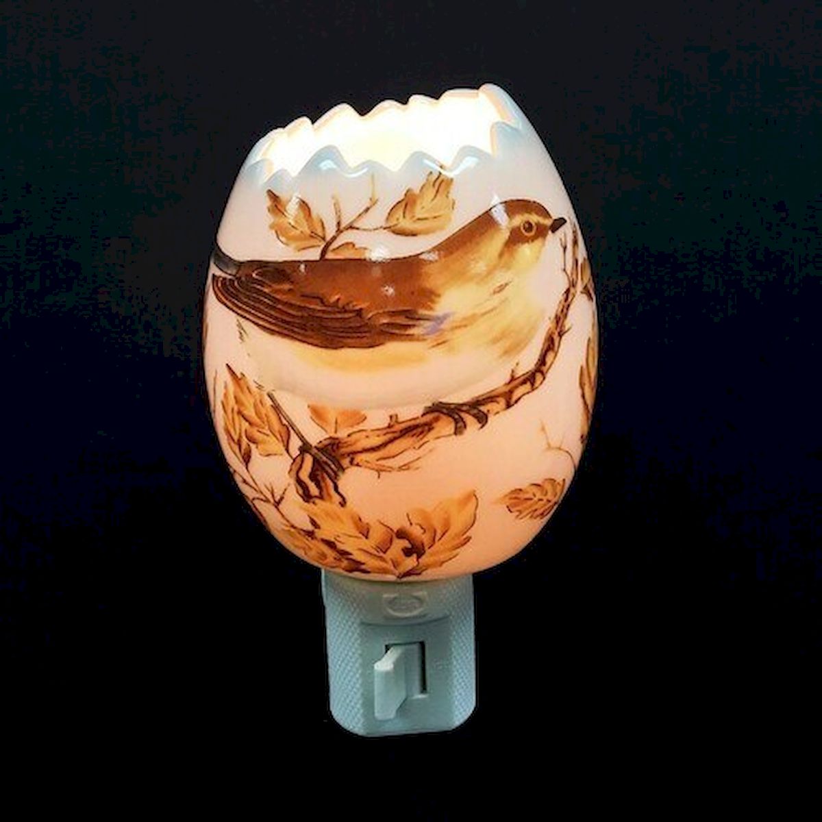 Brown Bird on An Egg Shaped Night Light