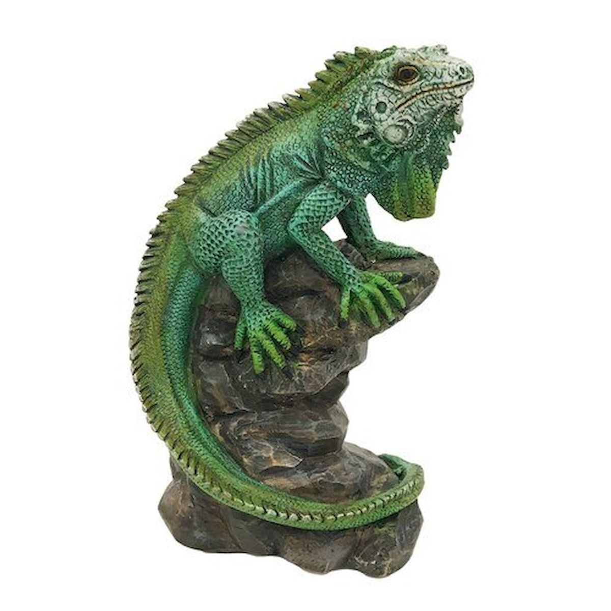 Green Lizard on A Log Figurine