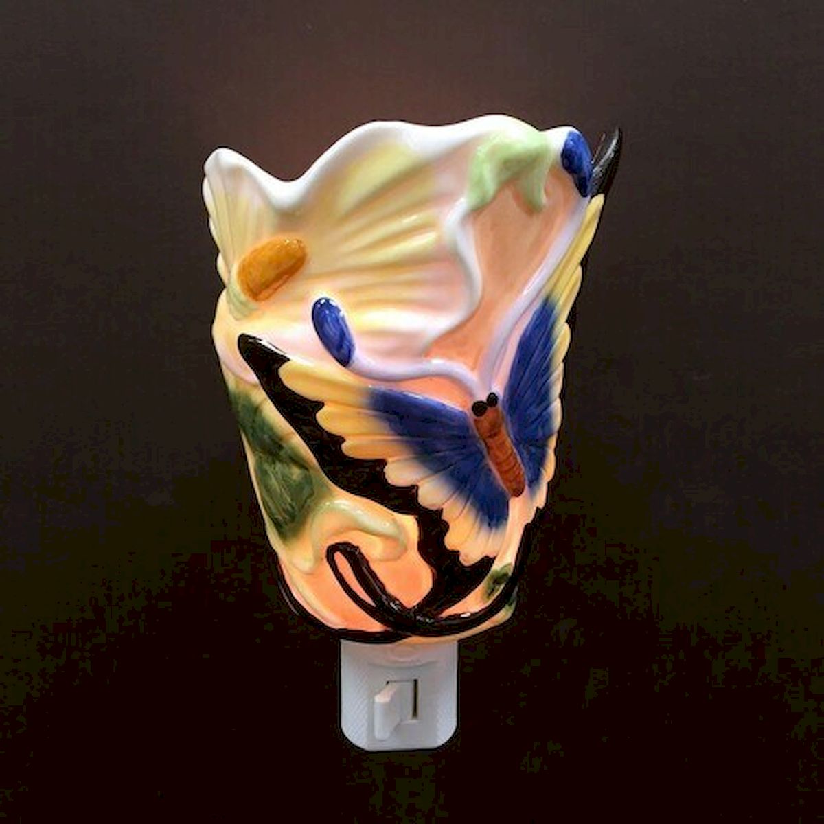 Blue Butterfly on A Flower Bud Shaped Night Light